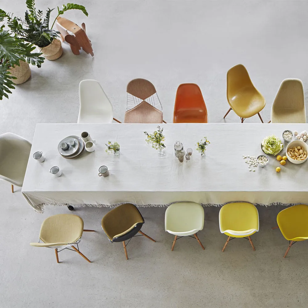 Eames plastic side chair DSW askben klädd sits, Light gray-Hopsak 23 Vitra