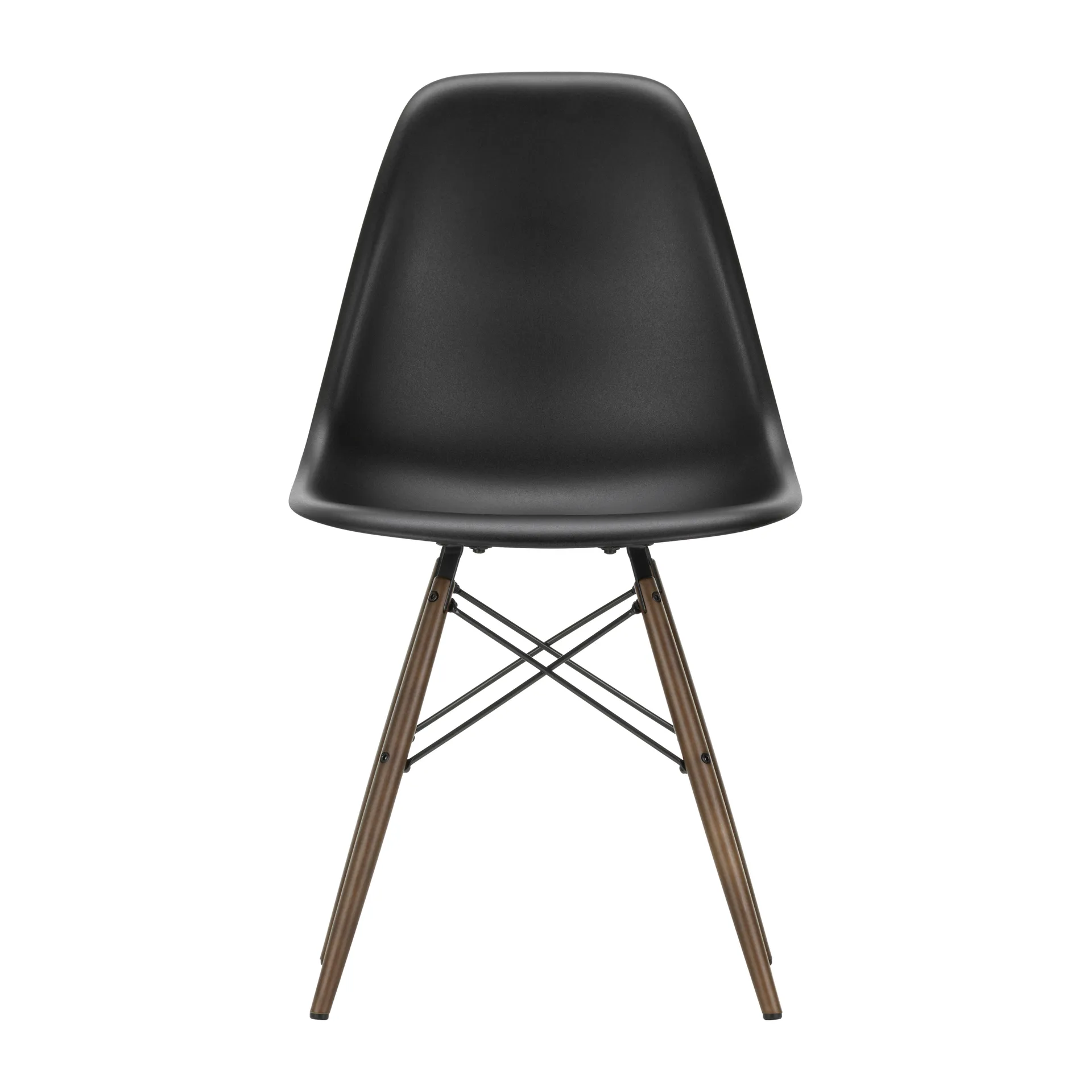 Eames plastic side chair DSW stol brunbetsad, Deep black Vitra