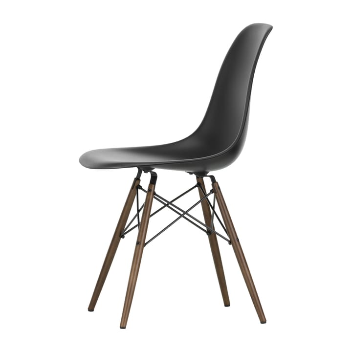 Eames plastic side chair DSW stol brunbetsad - Deep black - Vitra