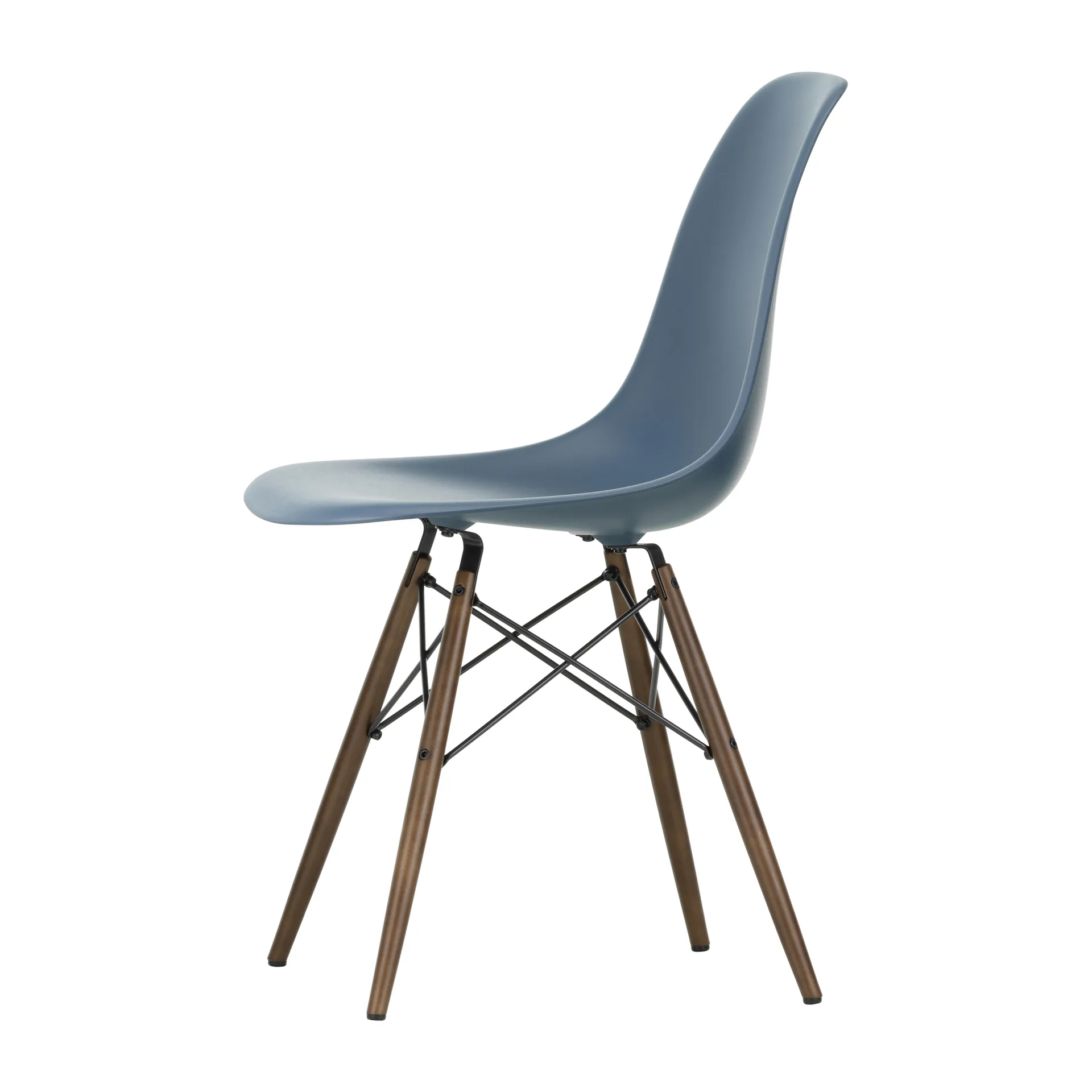 Eames plastic side chair DSW stol brunbetsad, Sea blue Vitra