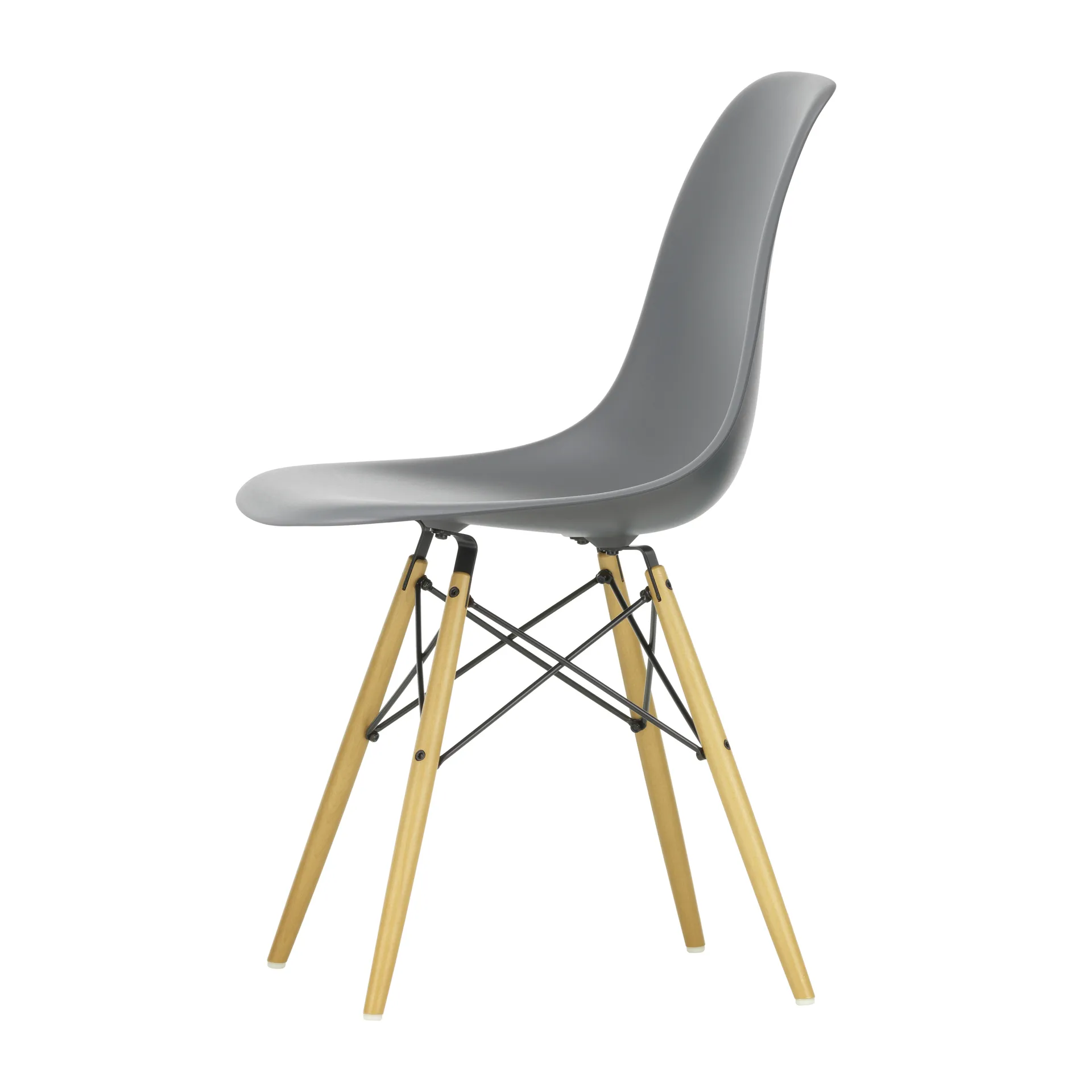 Eames Plastic Side Chair DSW stol lönnben, Granite grey Vitra