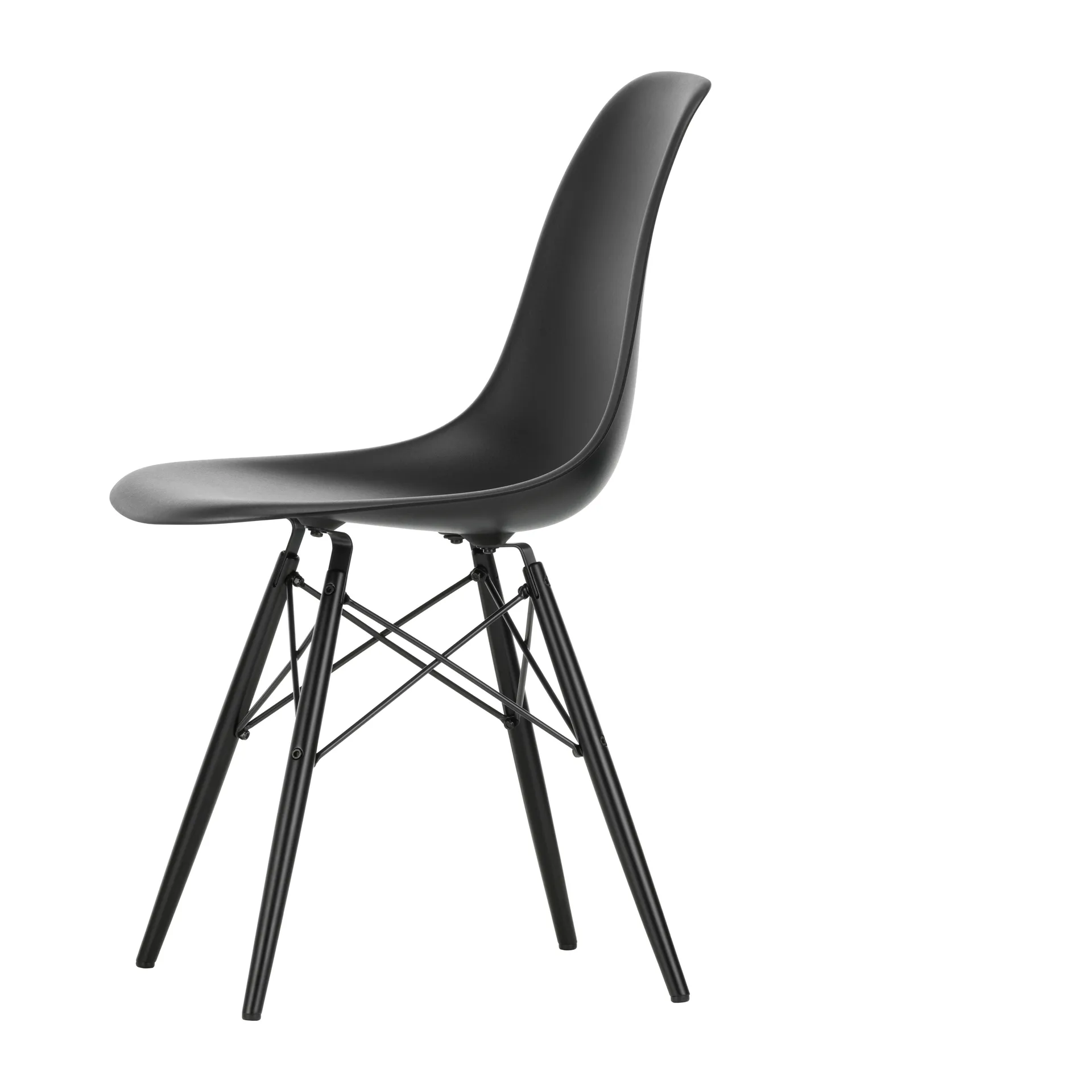 Eames plastic side chair DSW stol svartbetsad, Deep black Vitra