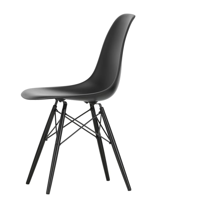 Eames plastic side chair DSW stol svartbetsad, Deep black Vitra