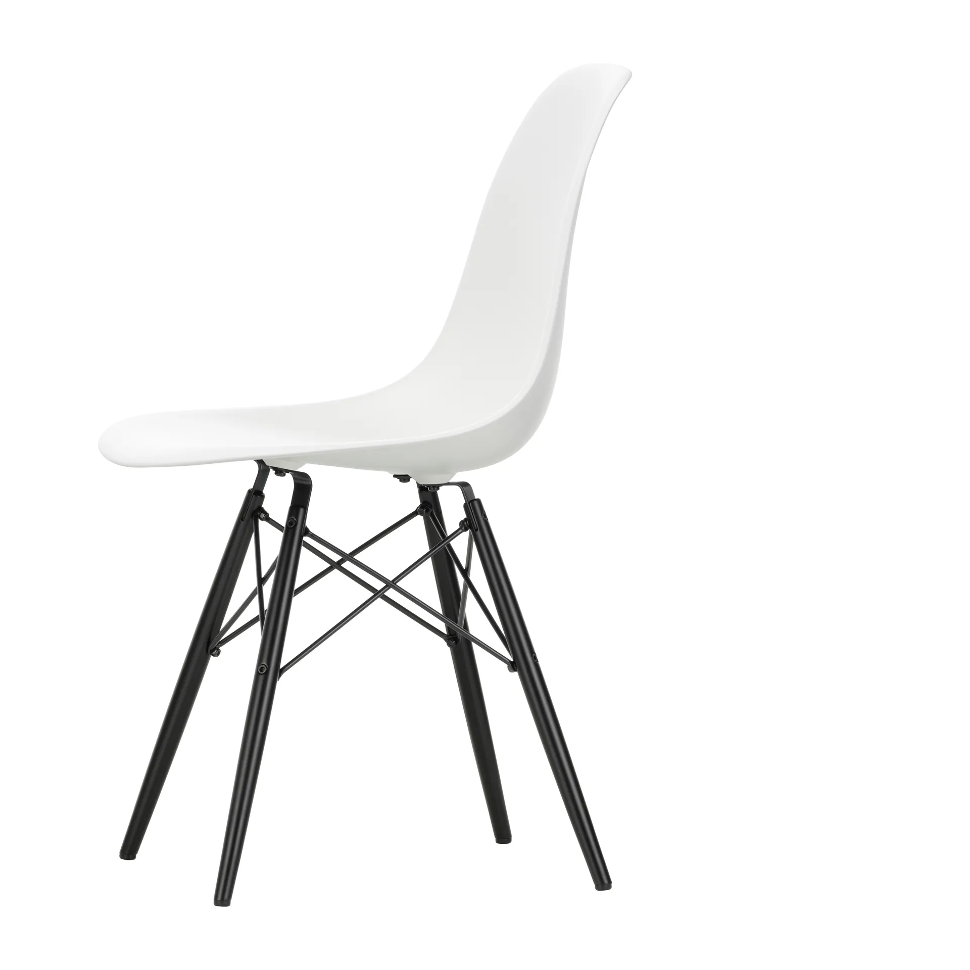 Eames plastic side chair DSW stol svartbetsad, White Vitra