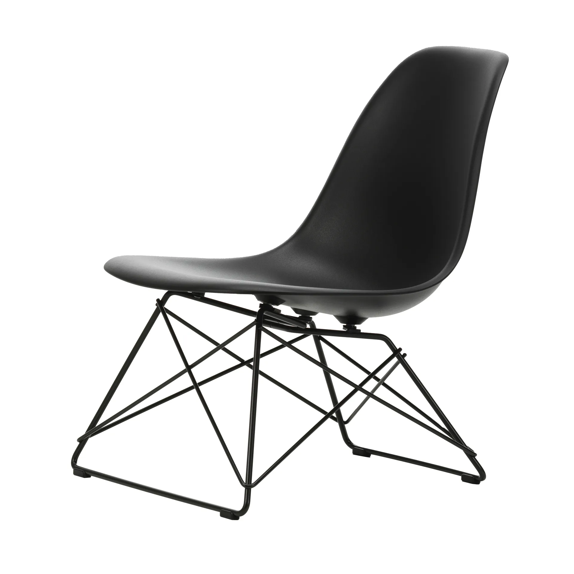 Eames Plastic Side Chair LSR loungestol, Deep black-deep black Vitra