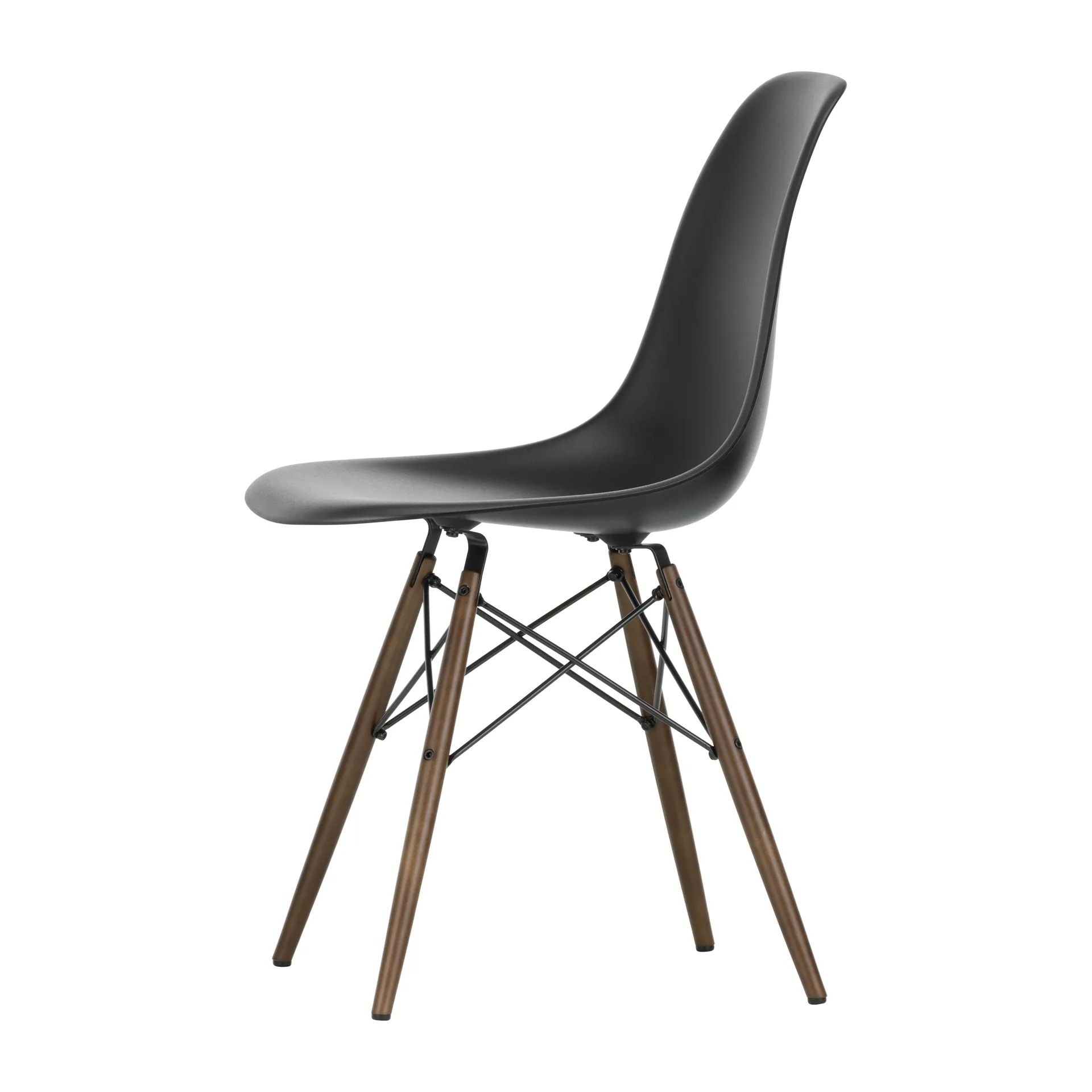 Eames Plastic Side Chair RE DSW stol, 12 deep black-dark maple Vitra
