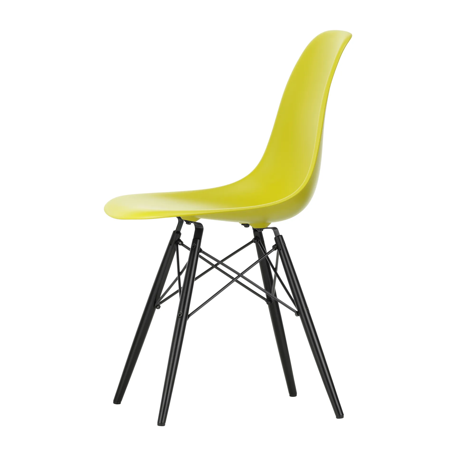 Eames Plastic Side Chair RE DSW stol, 34 mustard-black maple Vitra