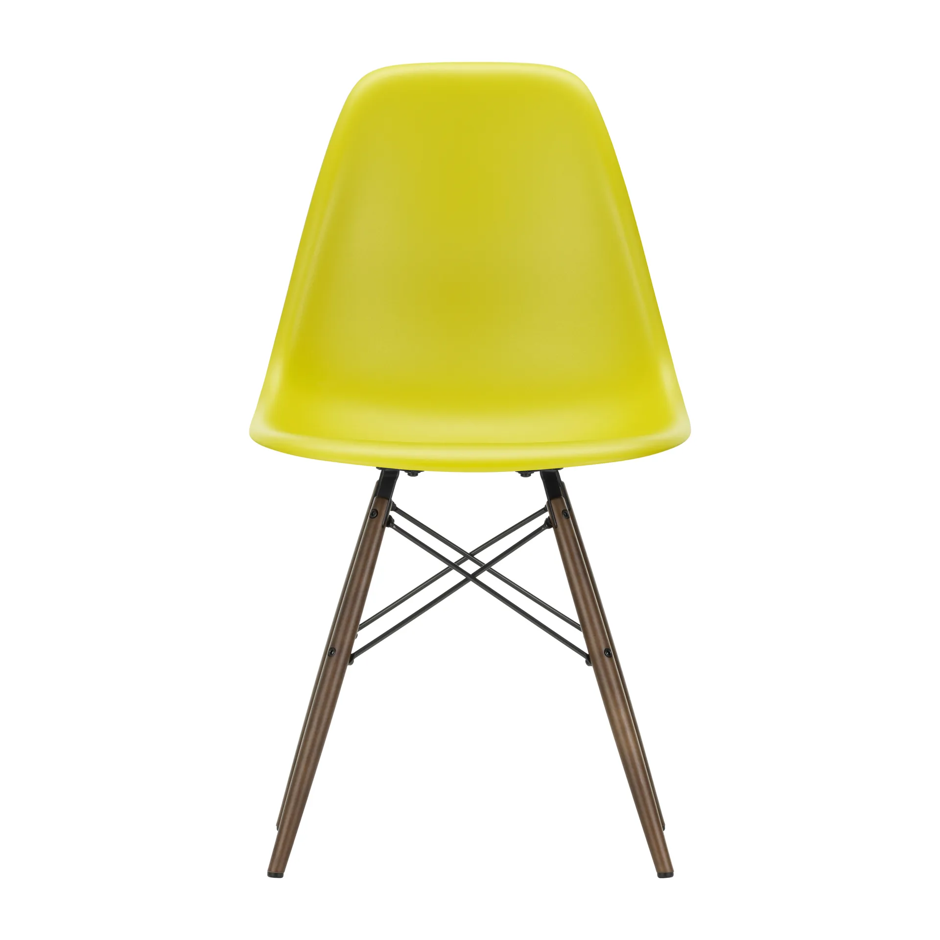 Eames Plastic Side Chair RE DSW stol, 34 mustard-dark maple Vitra