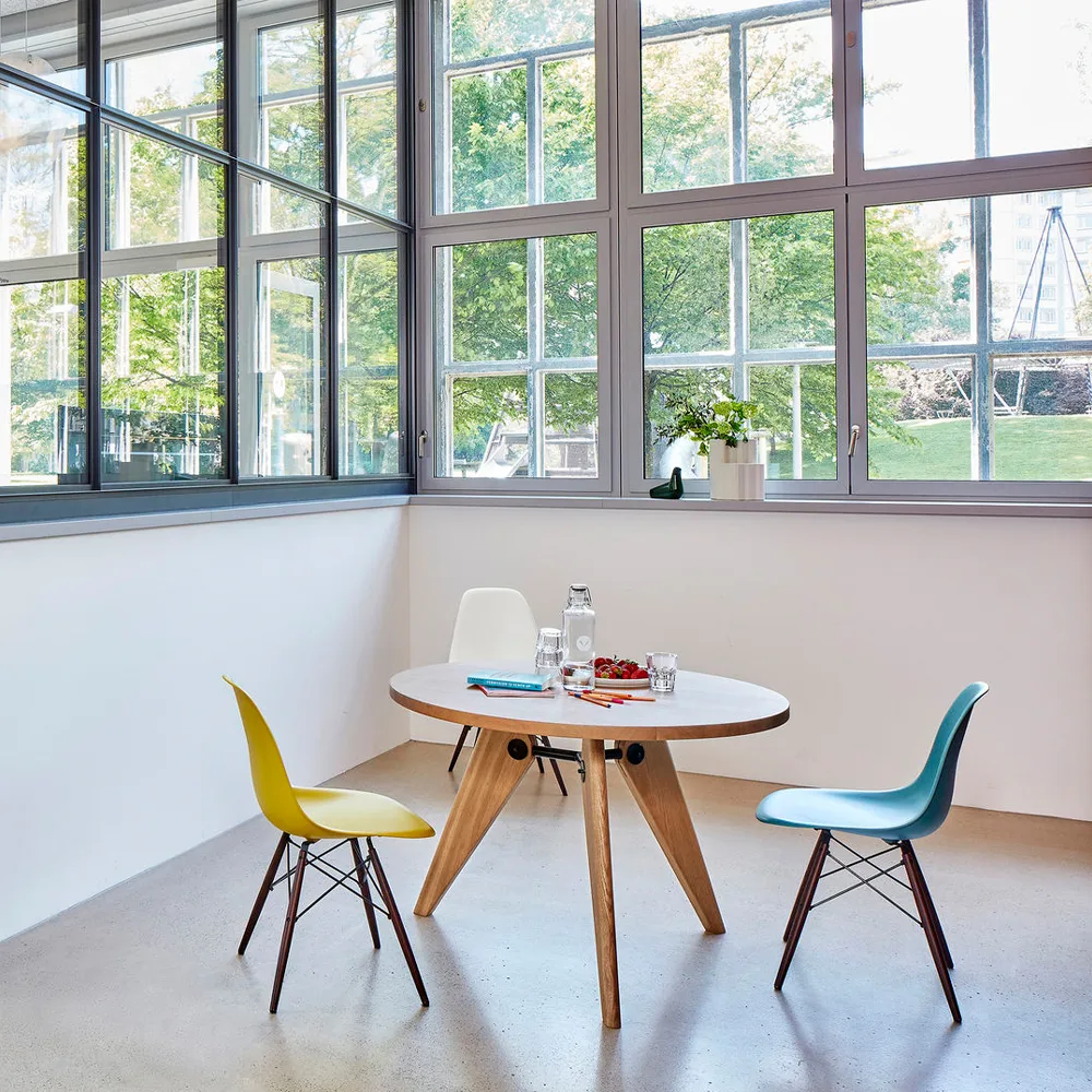 Eames Plastic Side Chair RE DSW stol, 34 mustard-dark maple Vitra