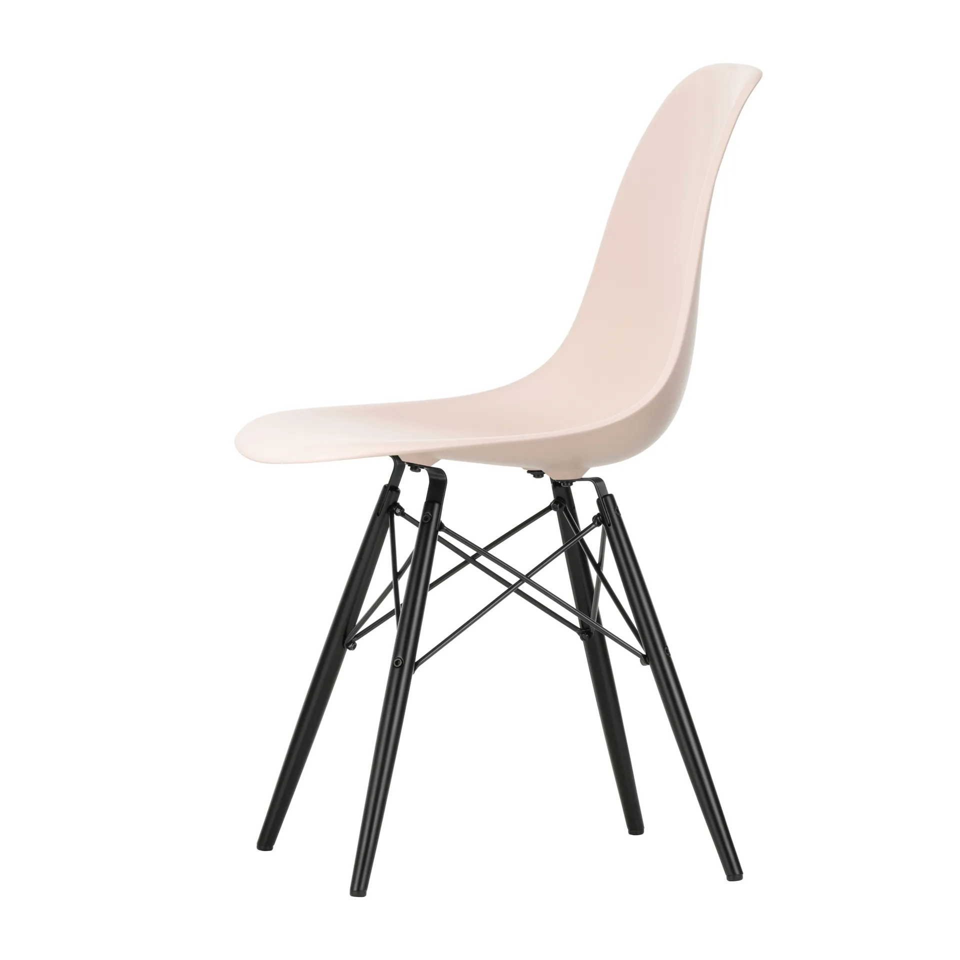 Eames Plastic Side Chair RE DSW stol, 41 pale rose-black maple Vitra
