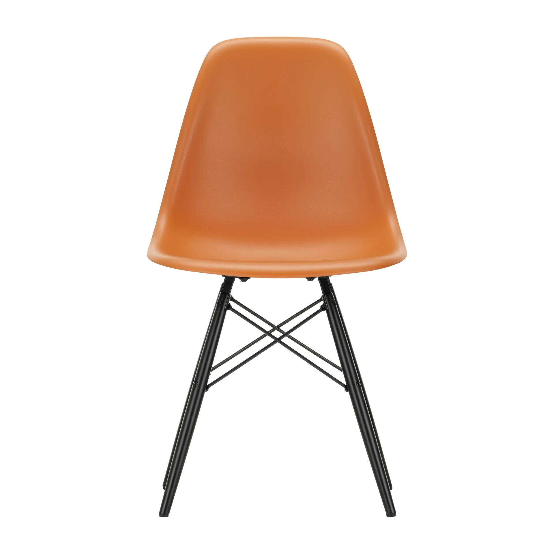 Eames Plastic Side Chair RE DSW stol, 43 rusty orange-black maple Vitra