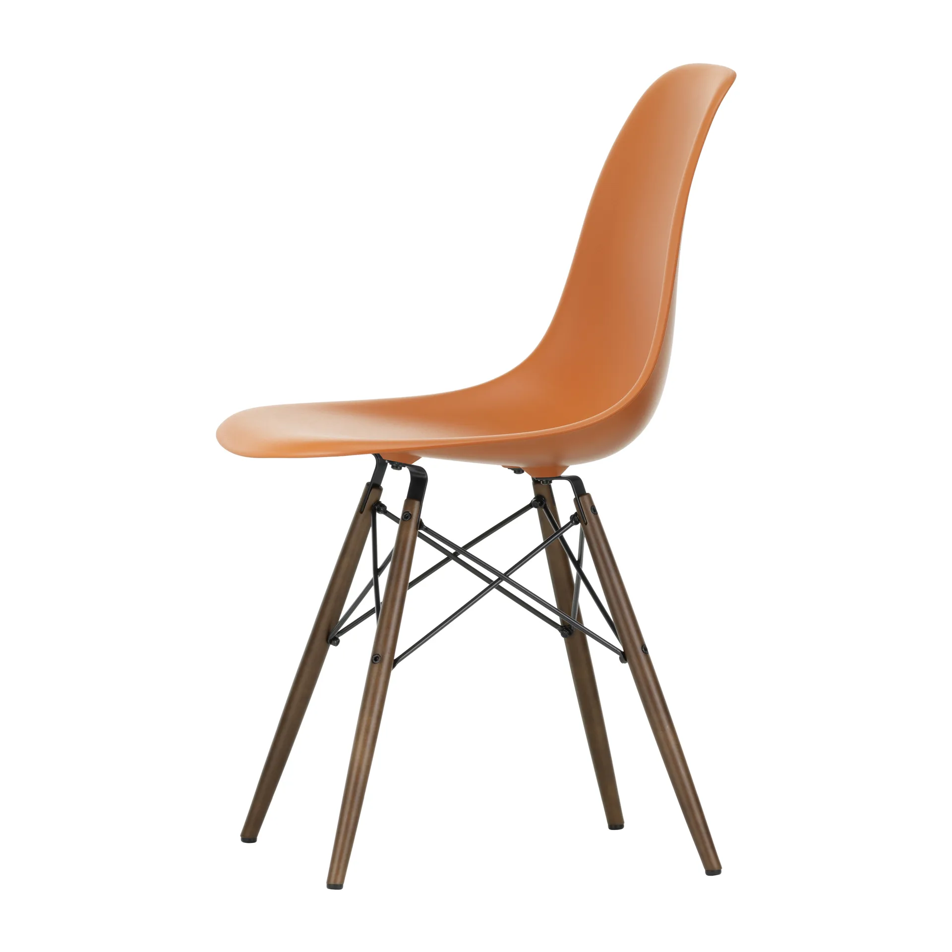 Eames Plastic Side Chair RE DSW stol, 43 rusty orange-dark maple Vitra