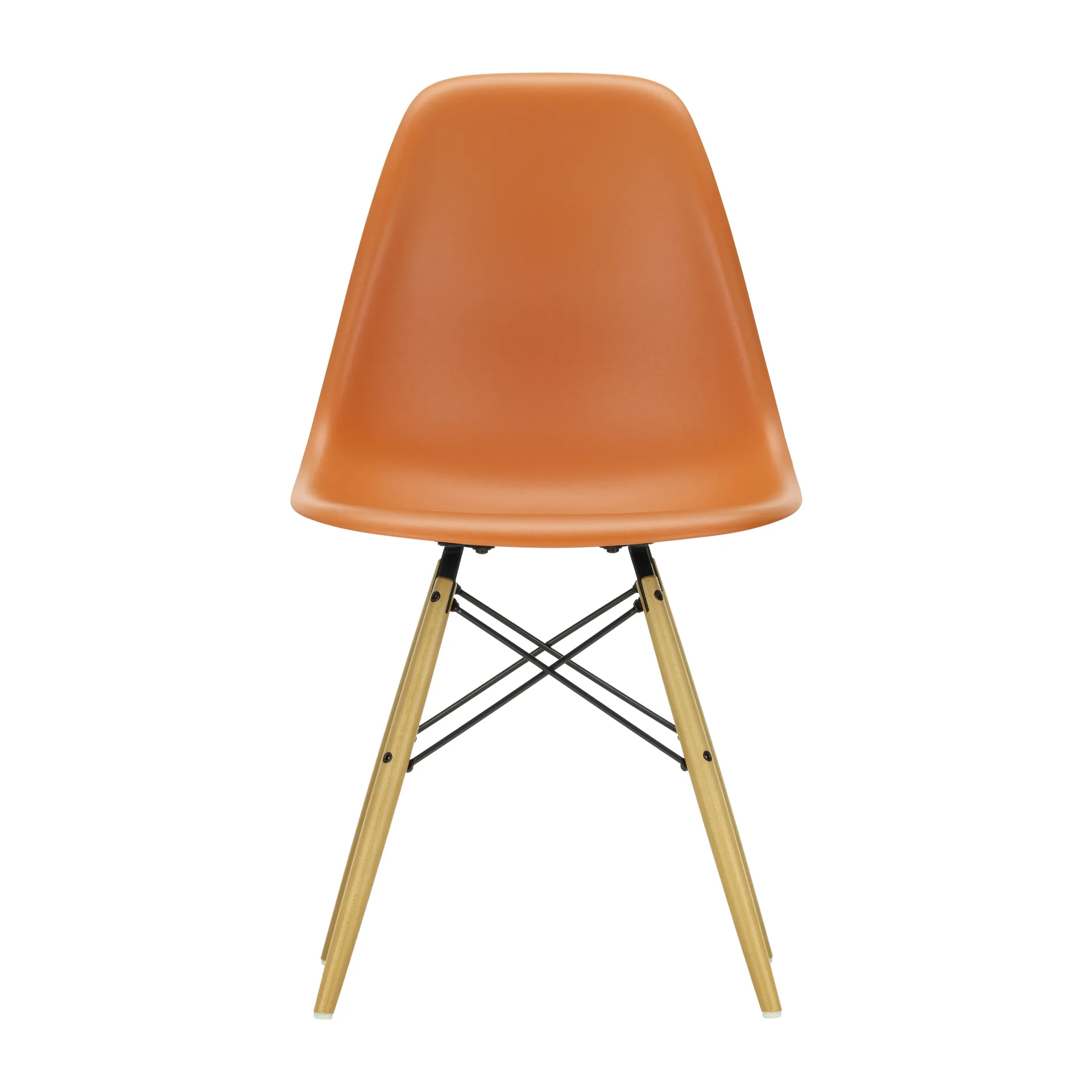 Eames Plastic Side Chair RE DSW stol, 43 rusty orange-golden maple Vitra