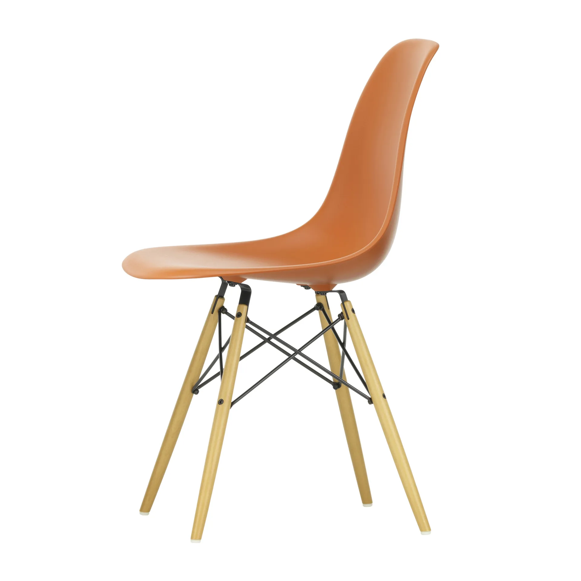 Eames Plastic Side Chair RE DSW stol, 43 rusty orange-golden maple Vitra