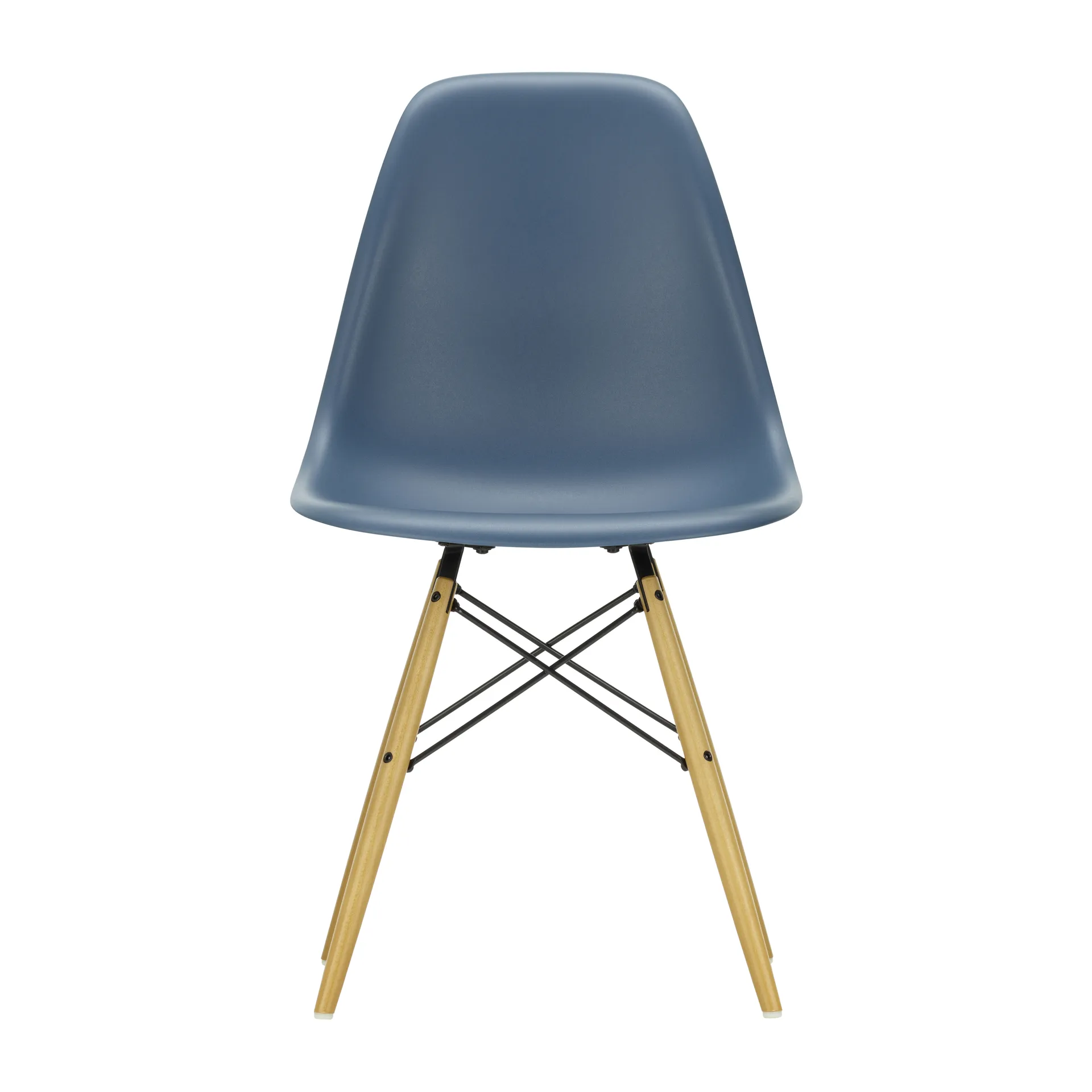 Eames Plastic Side Chair RE DSW stol, 83 sea blue-golden maple Vitra