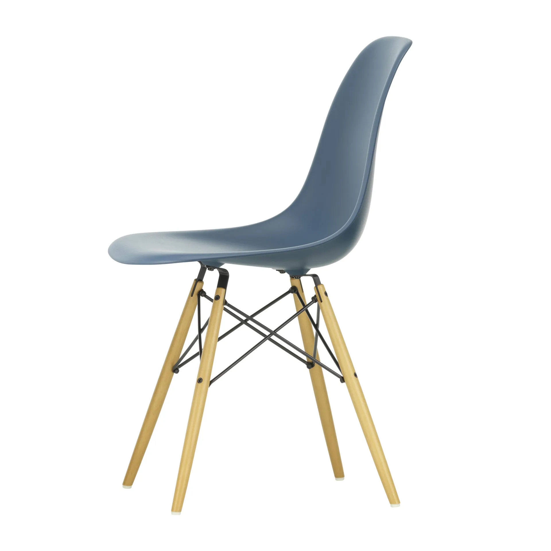 Eames Plastic Side Chair RE DSW stol, 83 sea blue-golden maple Vitra