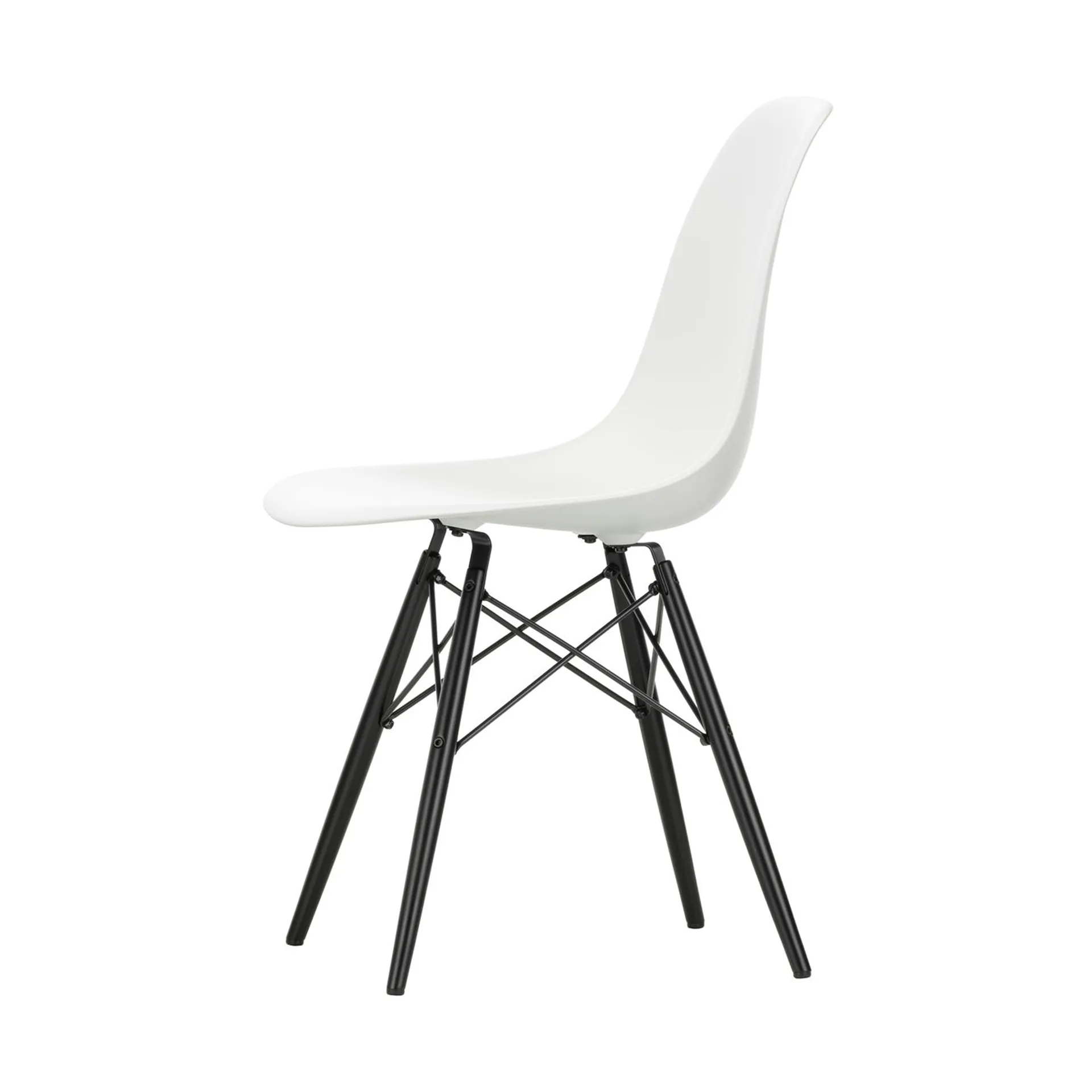 Eames Plastic Side Chair RE DSW stol, White-black maple Vitra