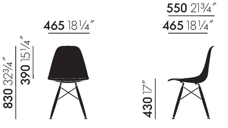 Eames Plastic Side Chair RE DSW stol, White-black maple Vitra