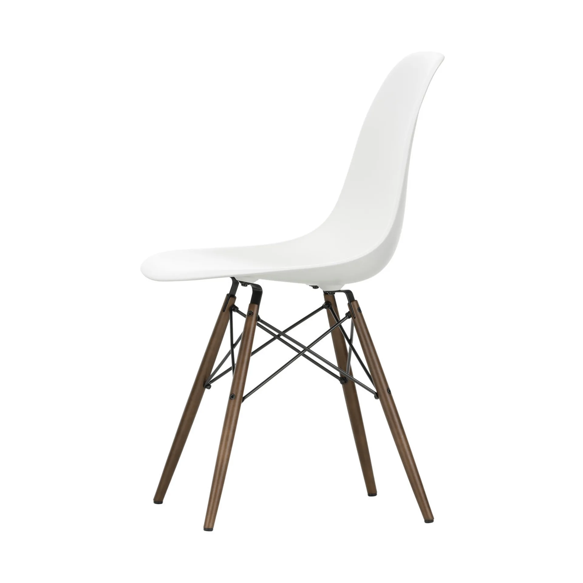 Eames Plastic Side Chair RE DSW stol, White-dark maple Vitra