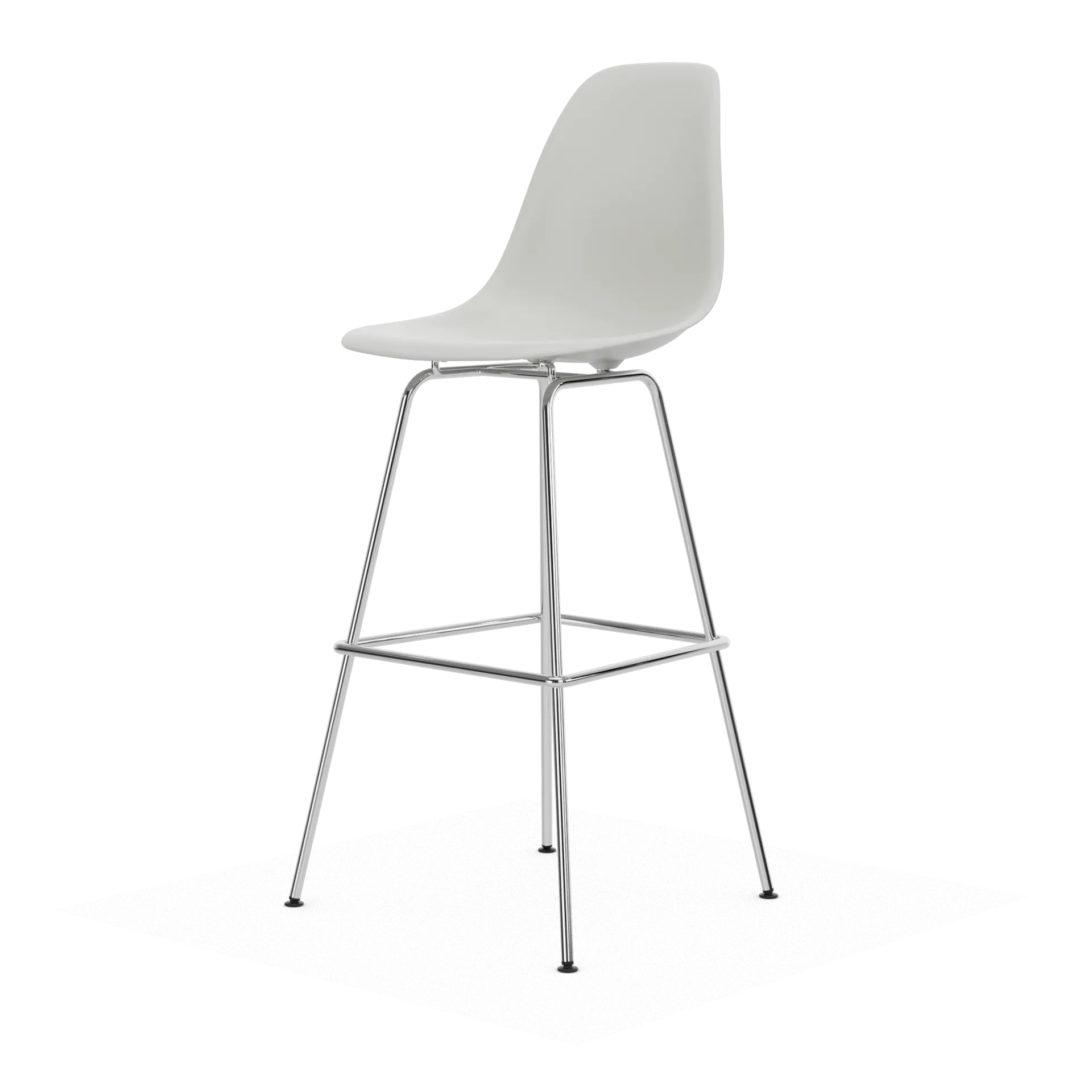 Eames Plastic Stool RE barpall, High White-chrome Vitra
