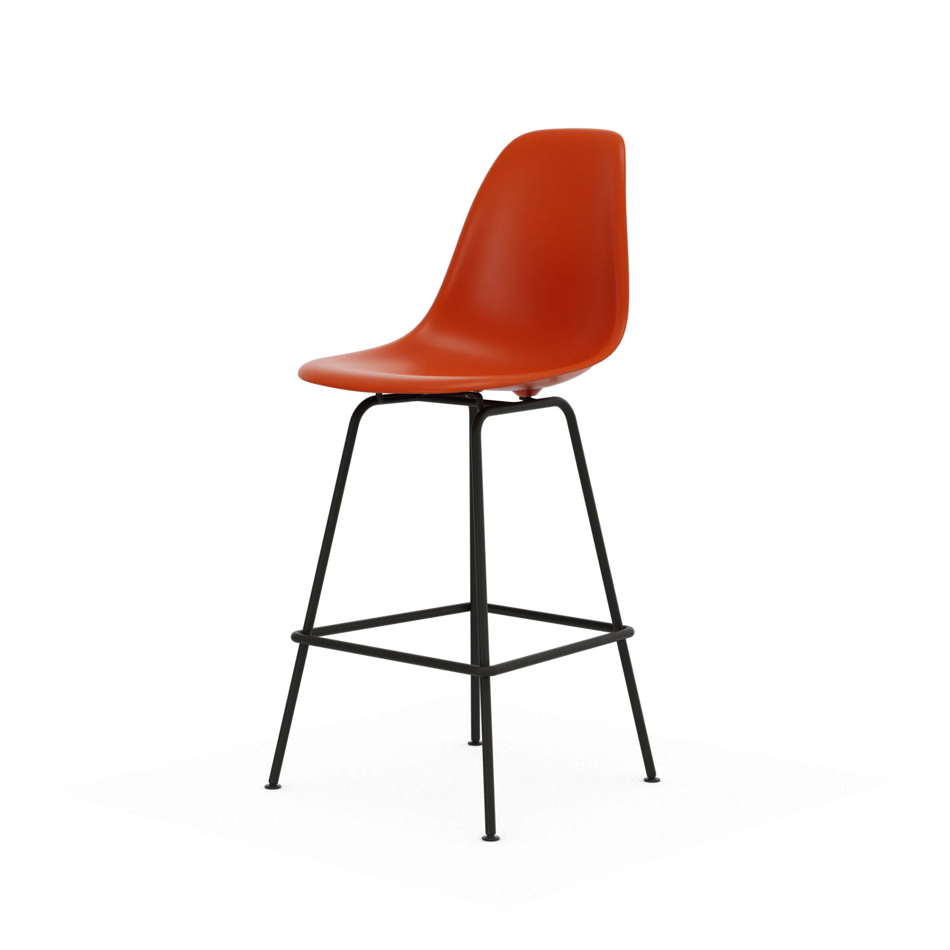 Eames Plastic Stool RE barpall, Medium Rust orange-black Vitra