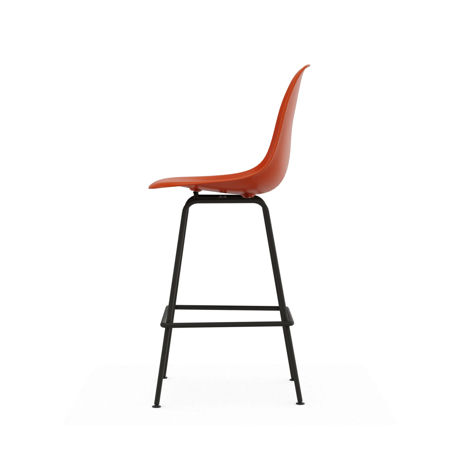 Eames Plastic Stool RE barpall, Medium Rust orange-black Vitra