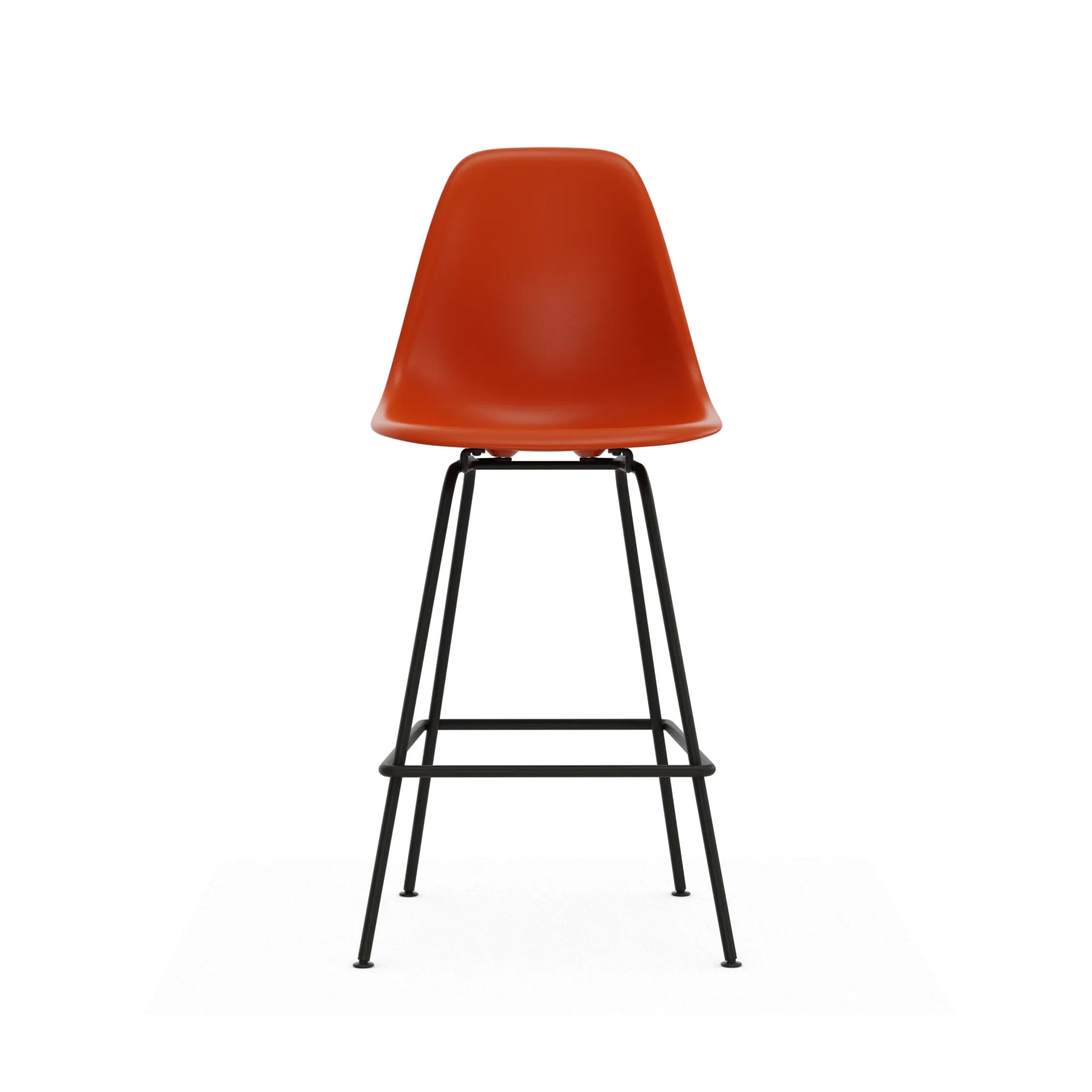 Eames Plastic Stool RE barpall, Medium Rust orange-black Vitra
