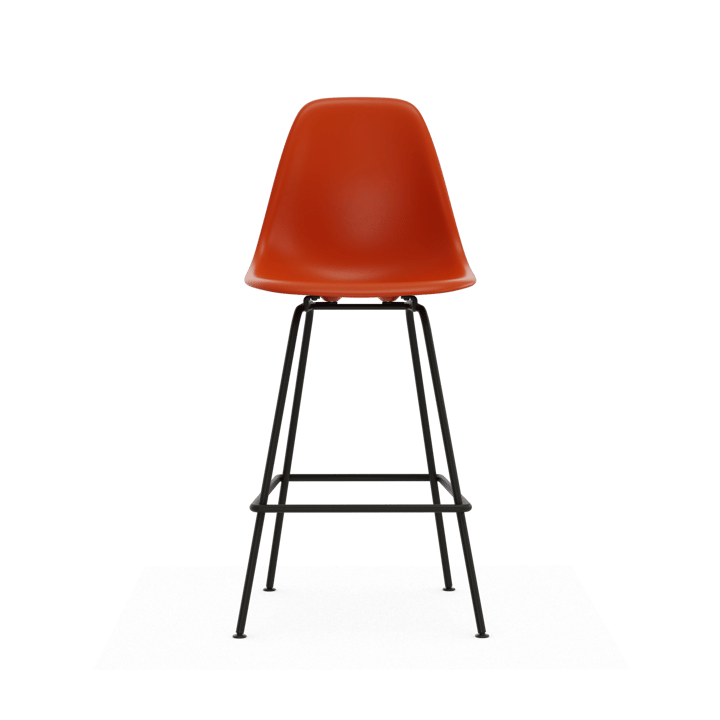 Eames Plastic Stool RE barpall, Medium Rust orange-black Vitra