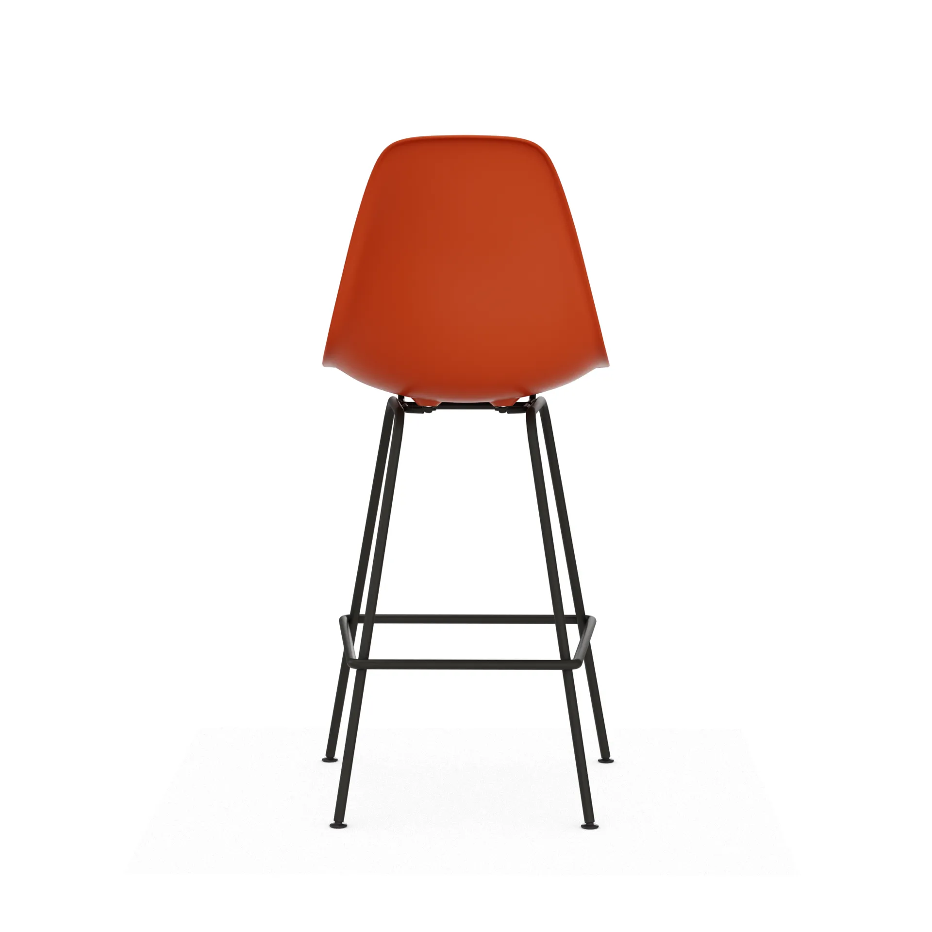 Eames Plastic Stool RE barpall, Medium Rust orange-black Vitra