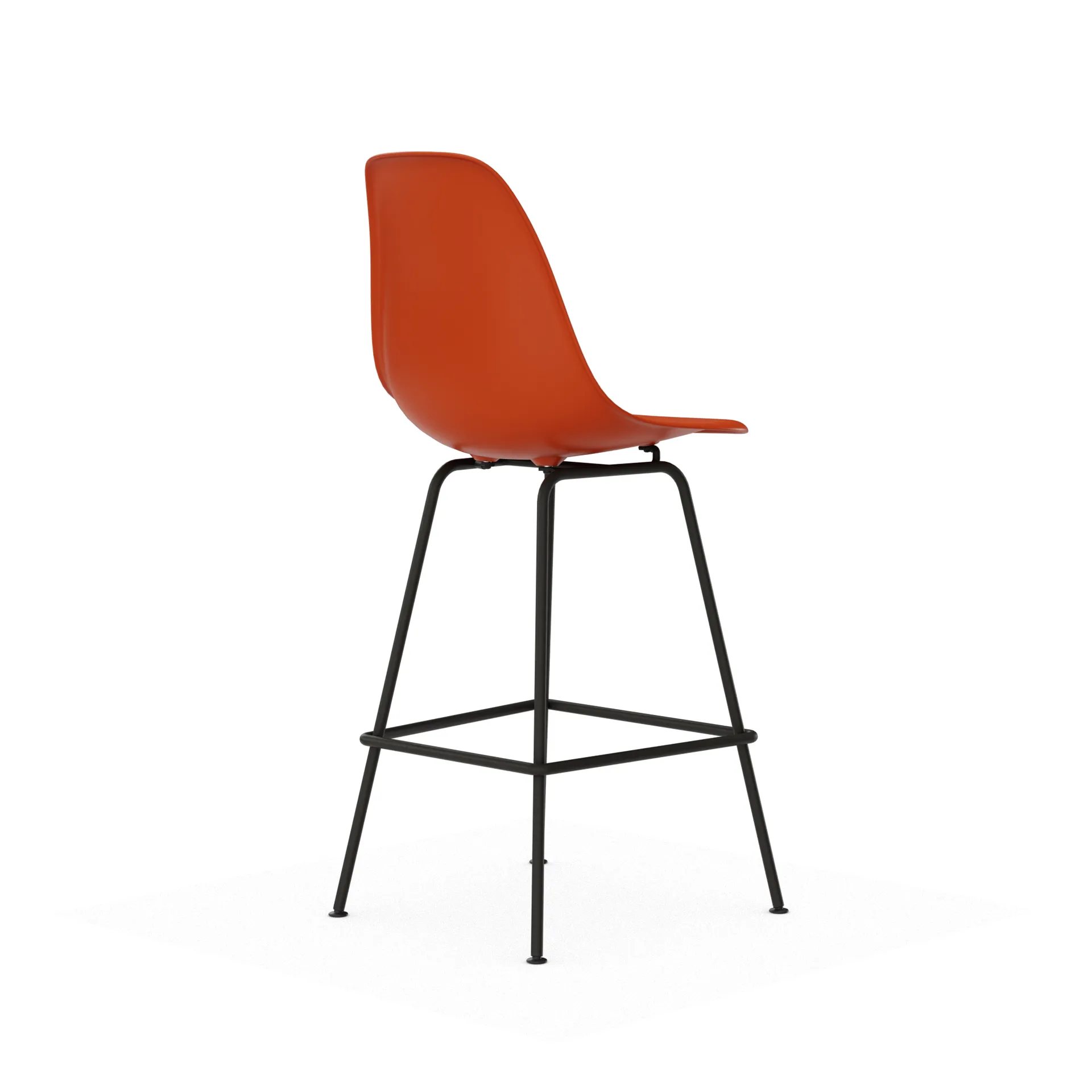 Eames Plastic Stool RE barpall, Medium Rust orange-black Vitra