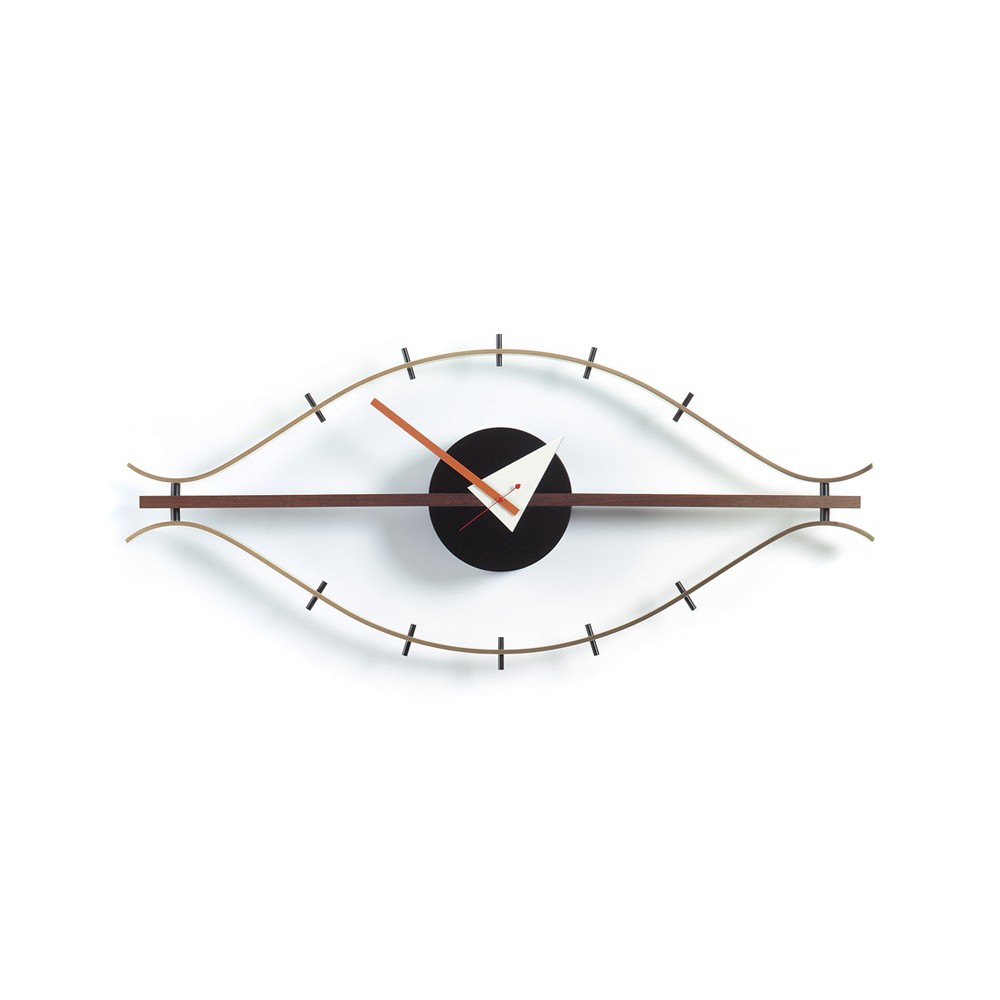 Vitra Eye clock väggklocka Mässing-Valnöt | Skandinavisk Design | Väggklockor | Guldfärgad