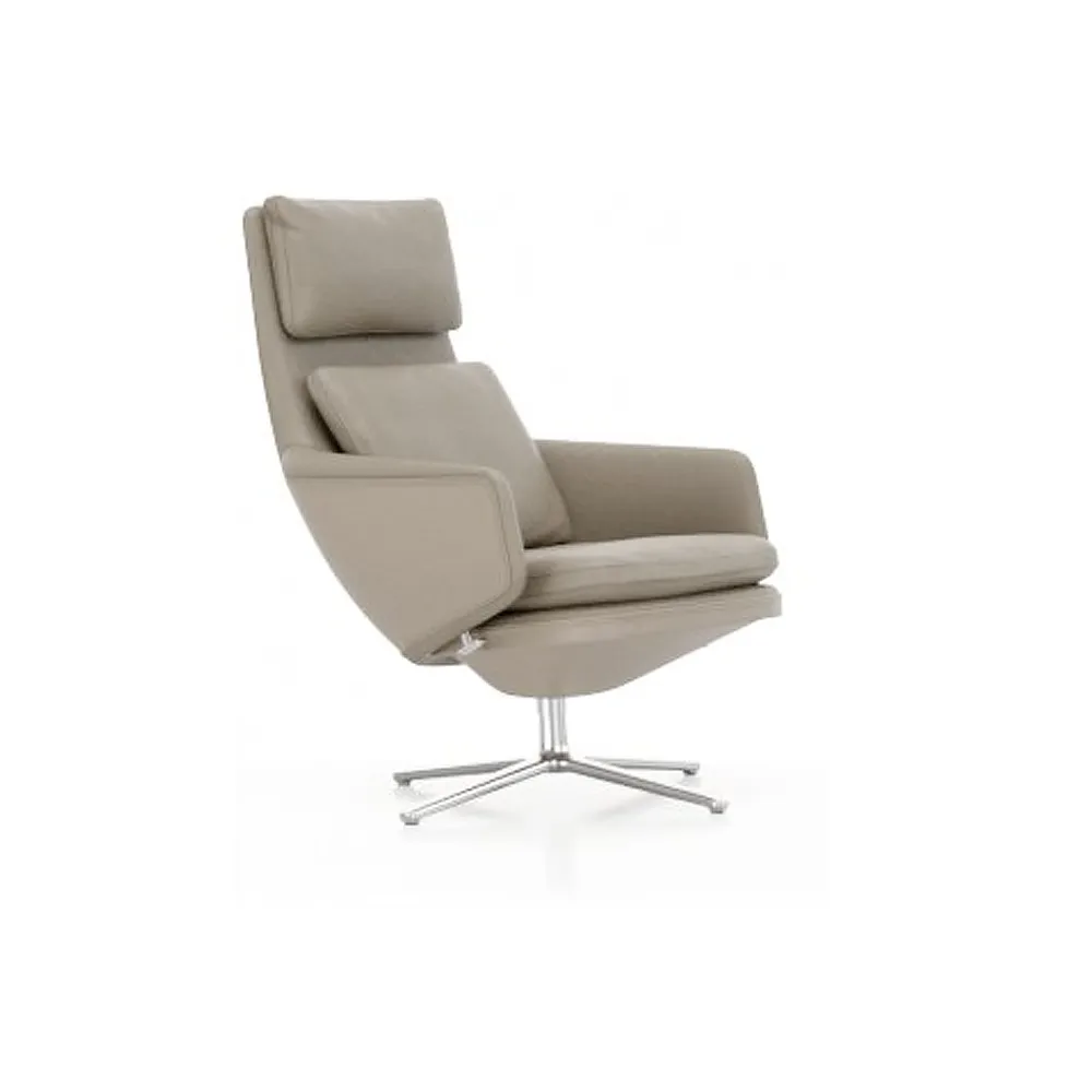 Grand Relax fåtölj Leather premium F, 71 sand-aluminium Vitra