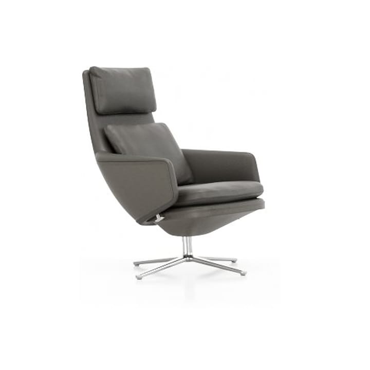 Grand Relax fåtölj Leather premium F - Umbra gray-Aluminium - Vitra