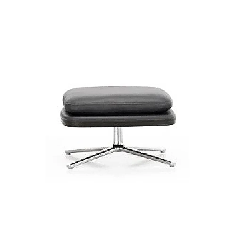 Grand Relax fotpall Leather premium F, 66 nero-aluminium Vitra