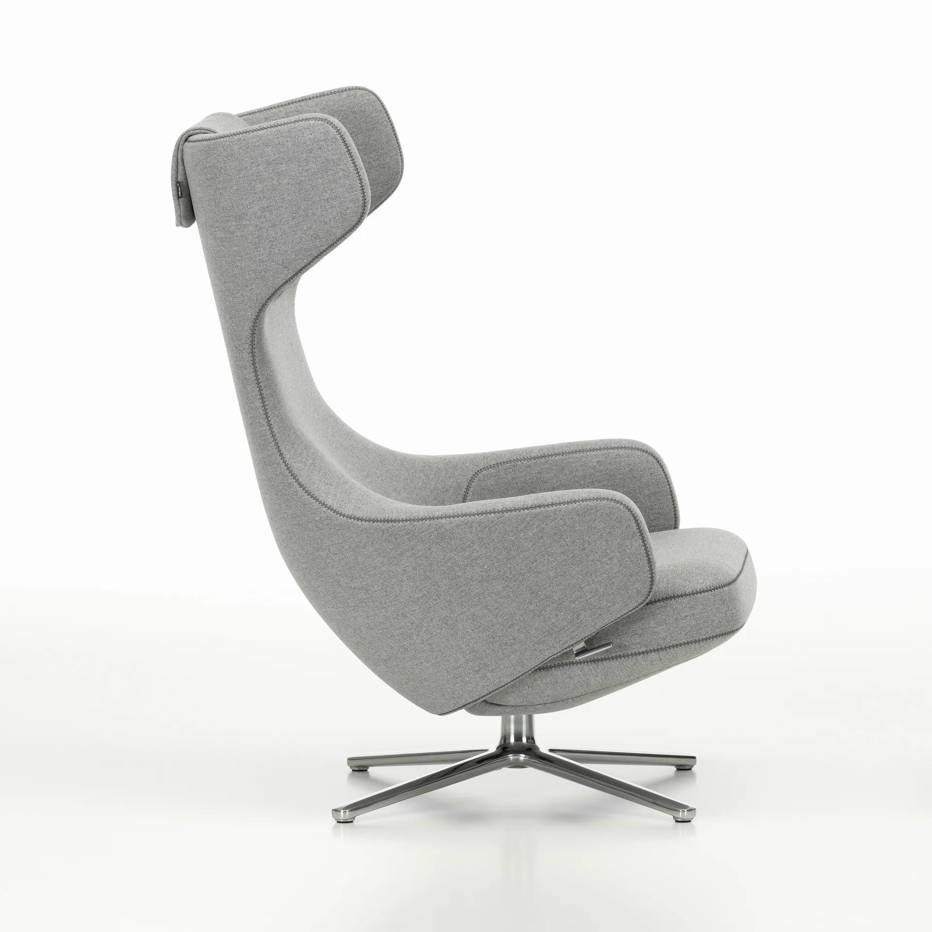 Grand repos fåtölj aluminiumstativ, Cosy 2 pebble grey Vitra