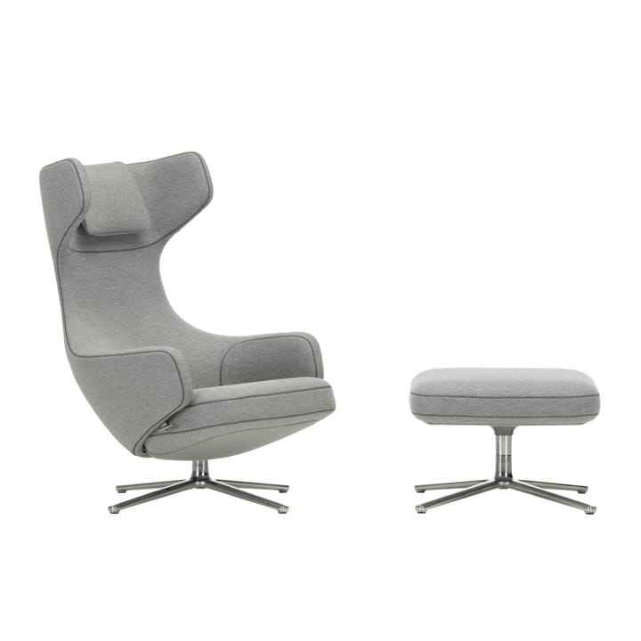 Grand Repos fåtölj & Ottoman aluminiumstativ - Cosy 2 pebble grey - Vitra