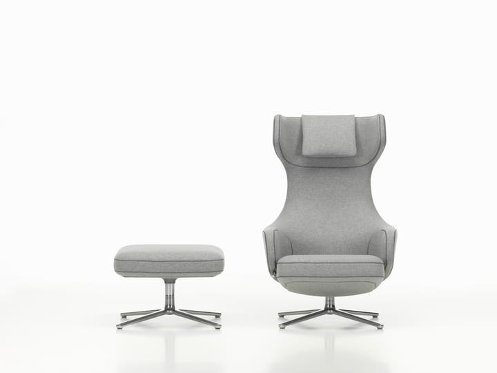 Grand Repos fåtölj & Ottoman aluminiumstativ, Cosy 2 pebble grey Vitra