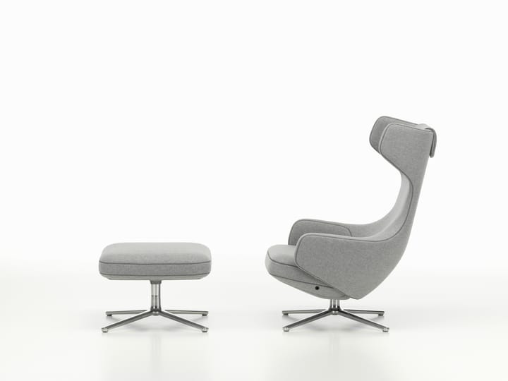 Grand Repos fåtölj & Ottoman aluminiumstativ, Cosy 2 pebble grey Vitra