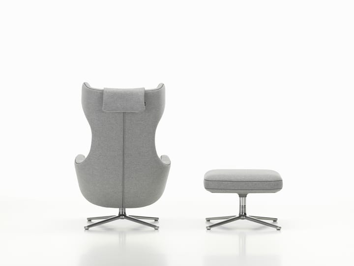 Grand Repos fåtölj & Ottoman aluminiumstativ, Cosy 2 pebble grey Vitra