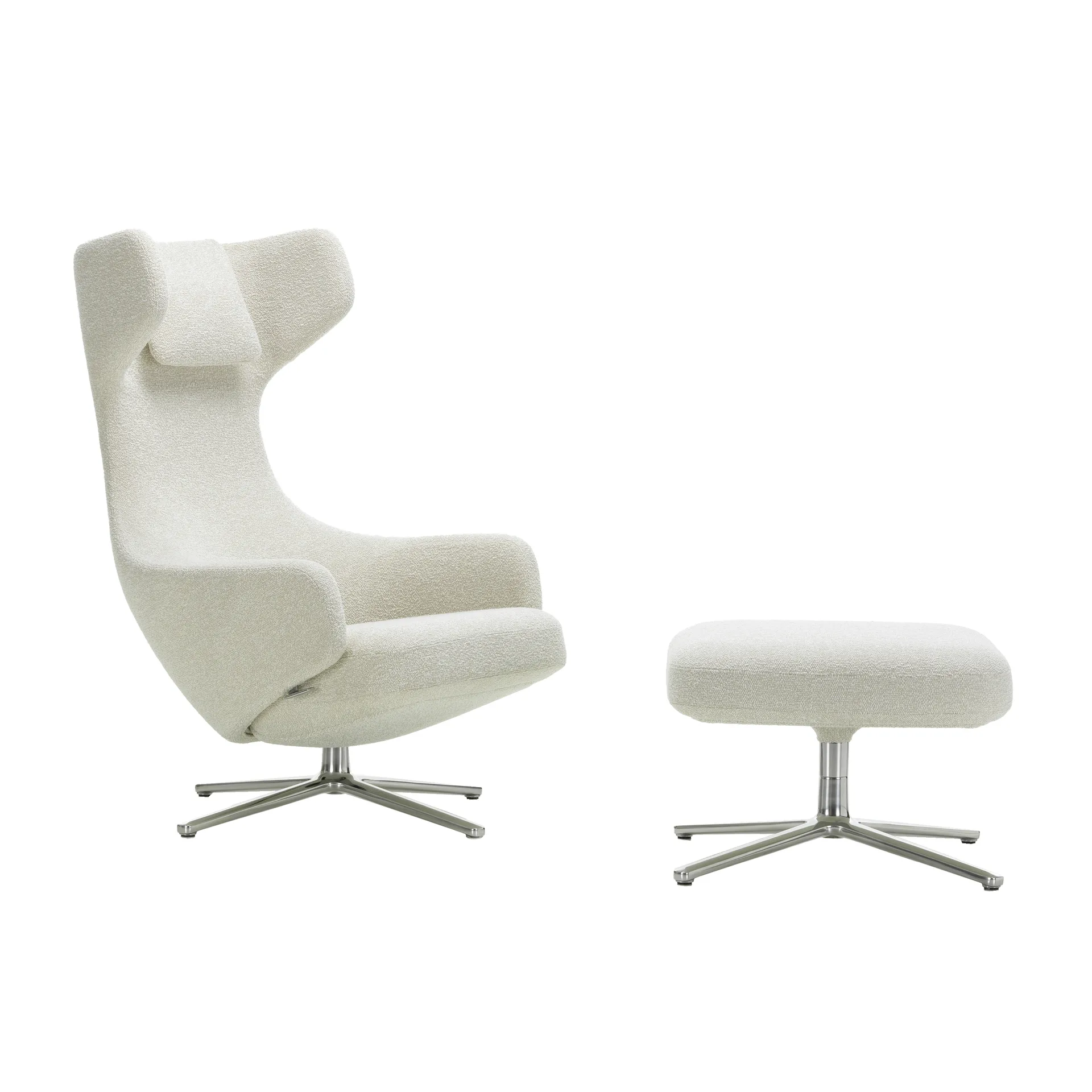 Grand Repos fåtölj & Ottoman aluminiumstativ, Nubia 01 ivory-pearl Vitra