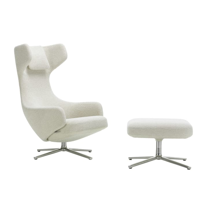 Grand Repos fåtölj & Ottoman aluminiumstativ - Nubia 01 ivory-pearl - Vitra