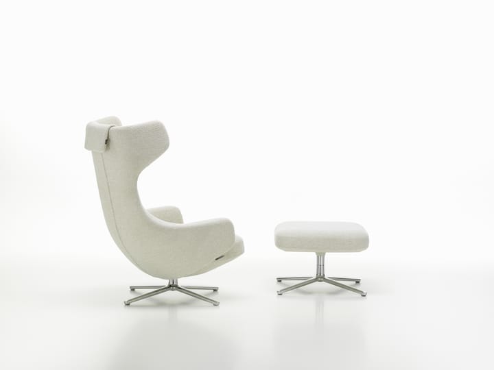 Grand Repos fåtölj & Ottoman aluminiumstativ - Nubia 01 ivory-pearl - Vitra