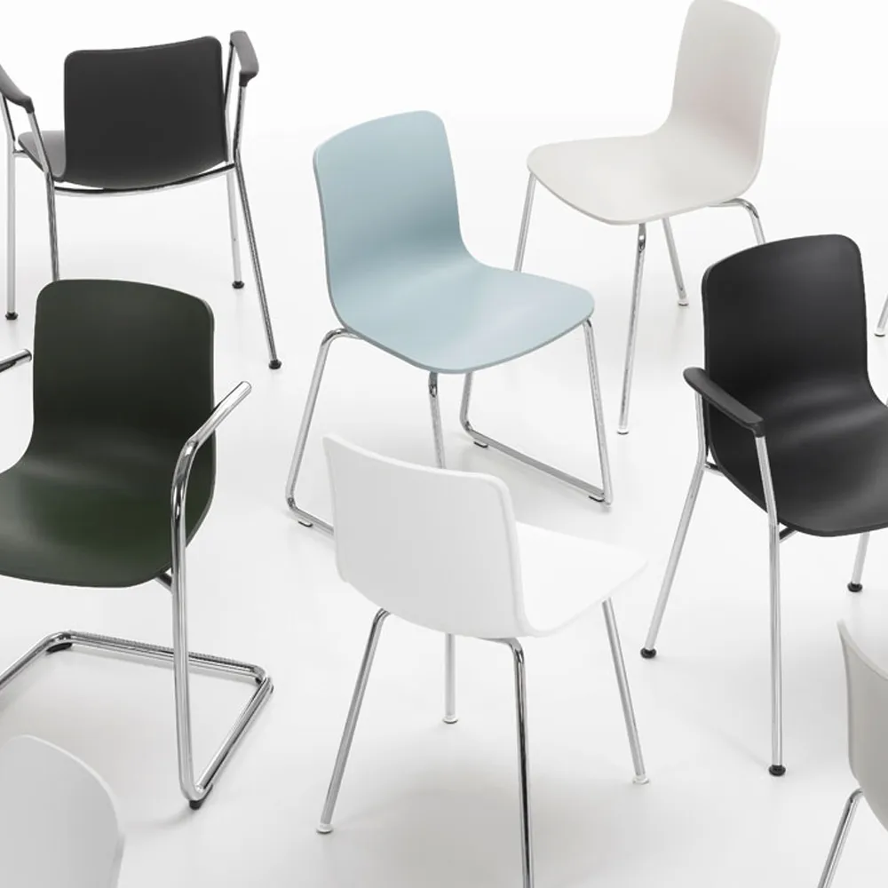HAL RE sledge kontorsstol, Cotton white-chrome Vitra