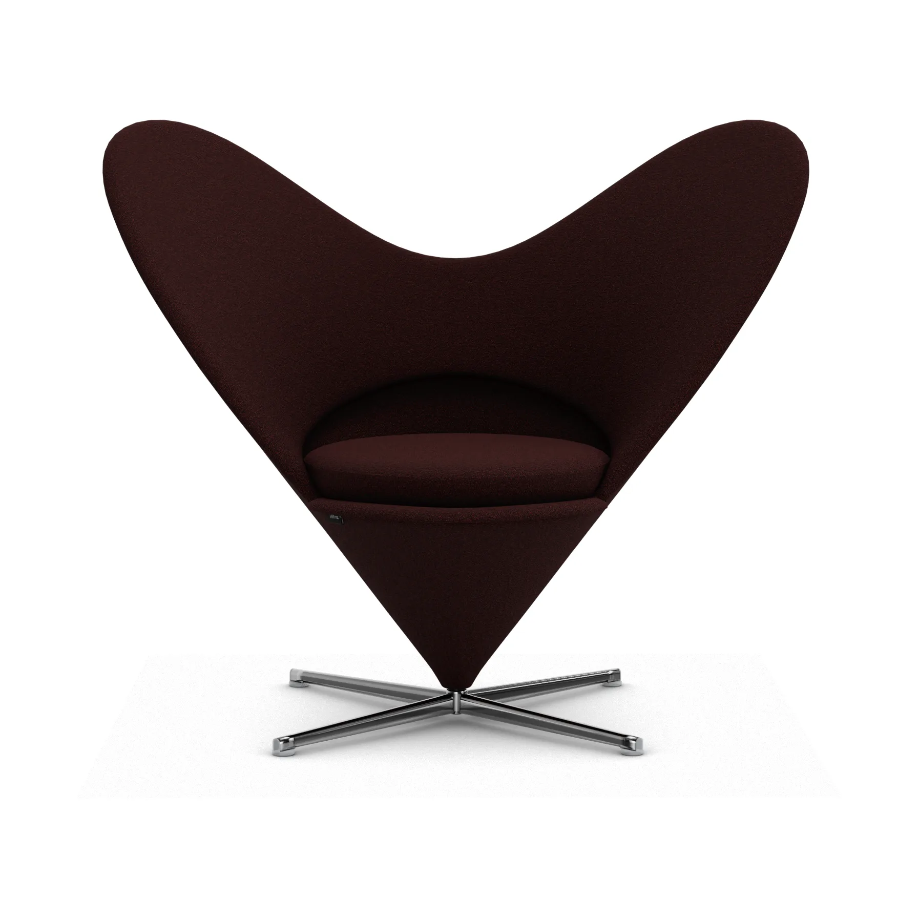 Heart Cone Chair fåtölj, Cento dark red melange-rostfritt stål Vitra