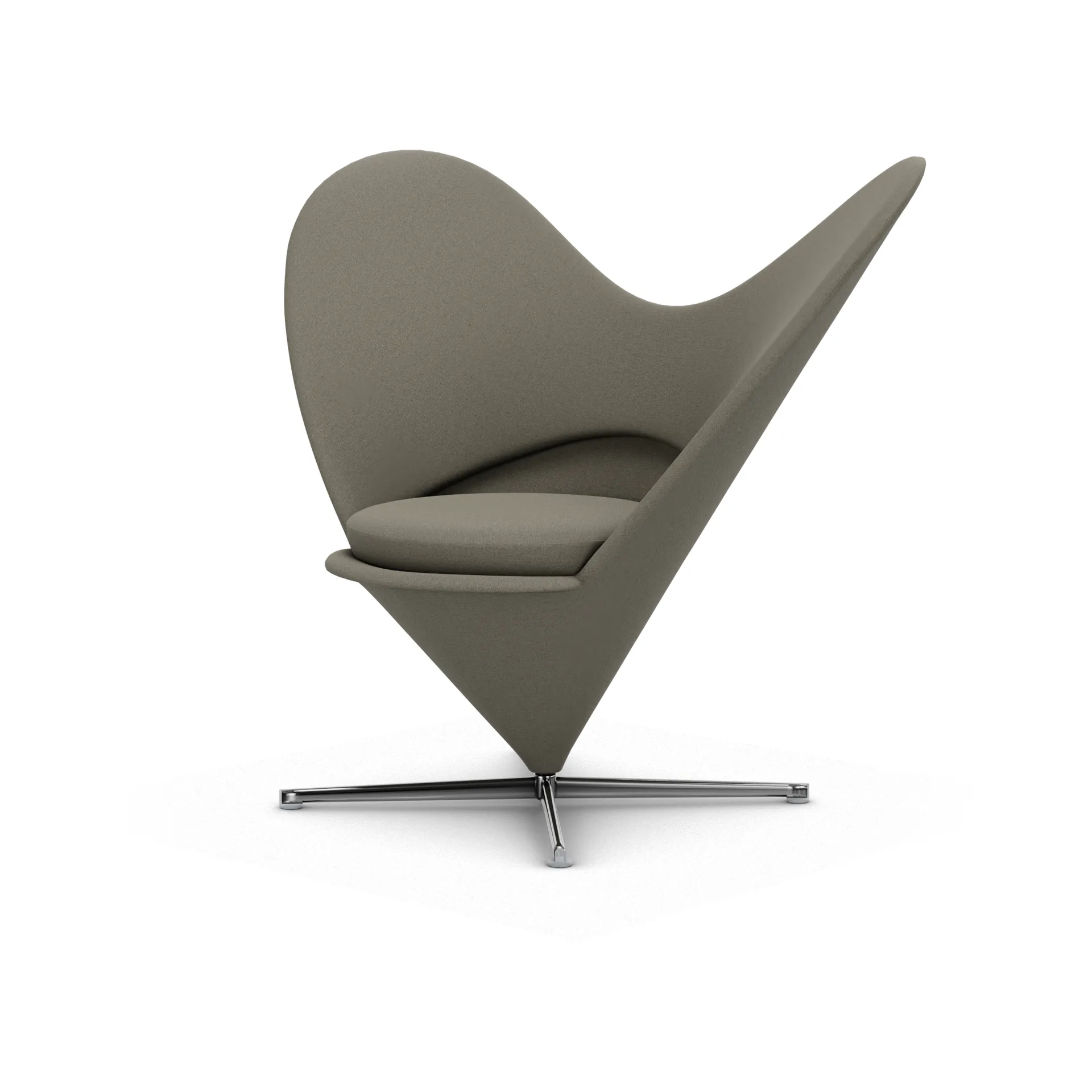 Heart Cone Chair fåtölj, Hola truffle-rostfritt stål Vitra