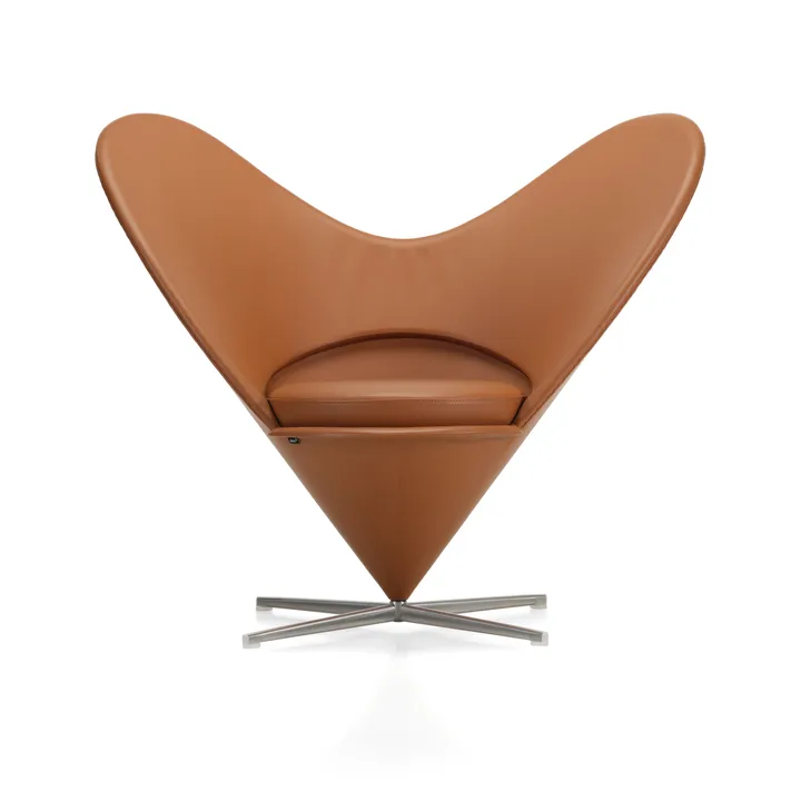 Heart Cone Chair fåtölj - Leather premium F cognac-rostfritt stål - Vitra