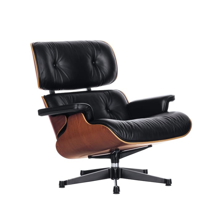 Lounge Chair classic fåtölj - läder premium black, körsbär  - Vitra