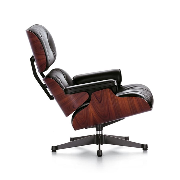 Lounge Chair classic fåtölj - läder premium black, mörk palisander - Vitra