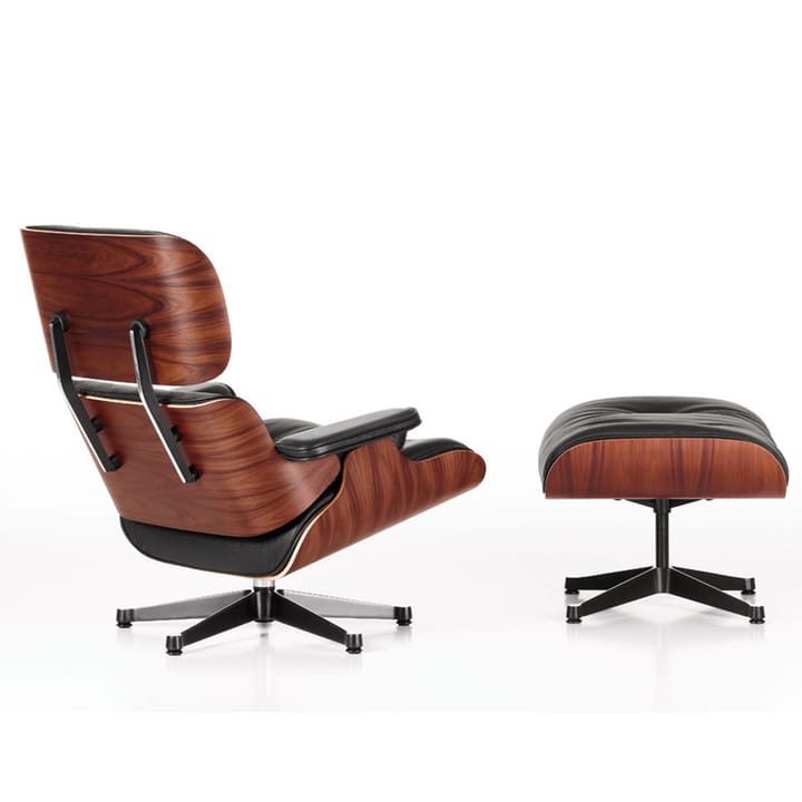Lounge Chair Ottoman Leather premium F - 66 nero-american cherry-black - Vitra