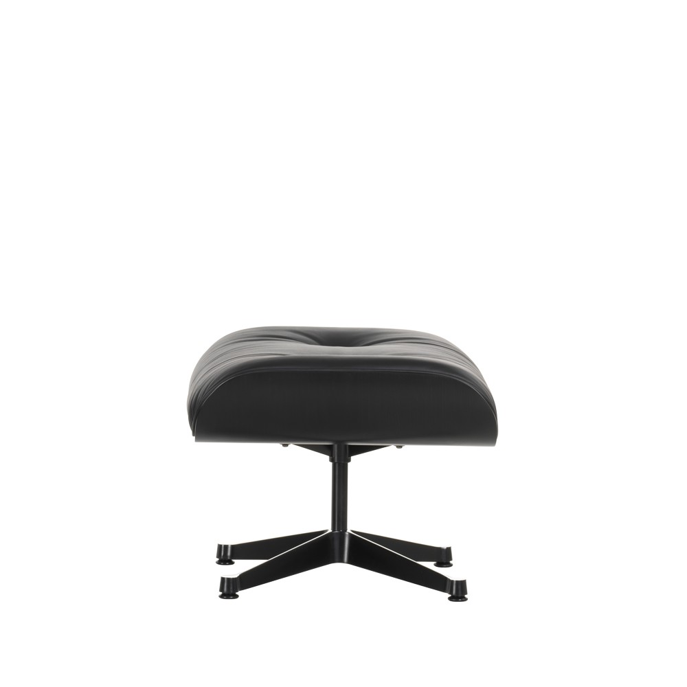 Vitra Lounge Chair Ottoman Leather premium F 66 nero-black ash-black sides